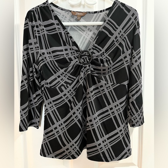 Jessica Black and White Dotted Blouse | Size M - Picture 1 of 3